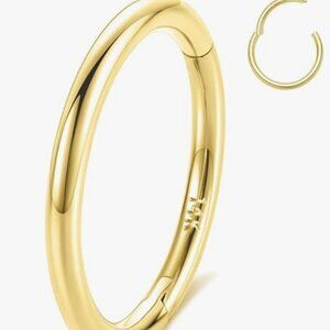 NIB 14K Solid Gold Nose Ring Septum Ring Conch Piercing Jewelry 16g 8mm